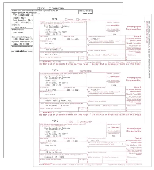 1099 forms printing