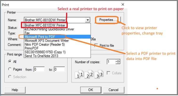 printer options