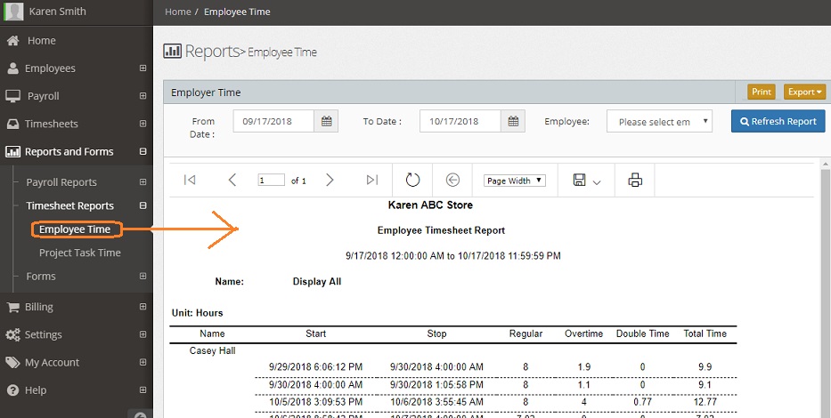 timesheet report