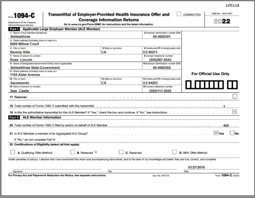 How to File Year 2022 ACA Forms 1095 & 1094