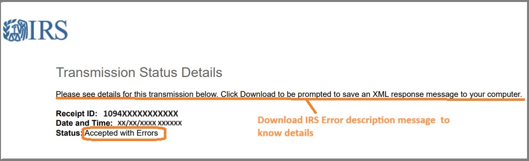 efile 1095 IRS Accepted with errors