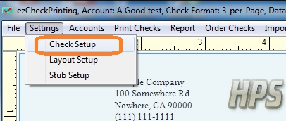 ezCheckPrinting menu