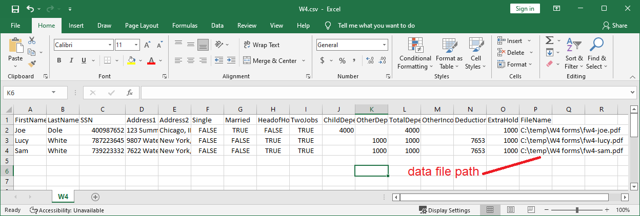 output file