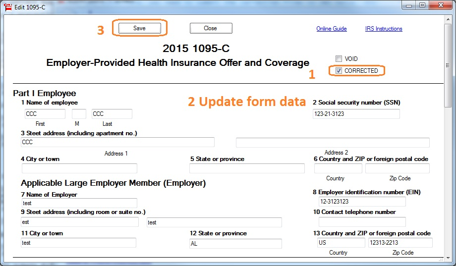 Corrected 1095 B/C form image