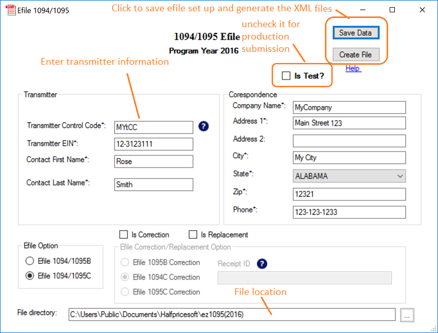 Generate an e-file to submit