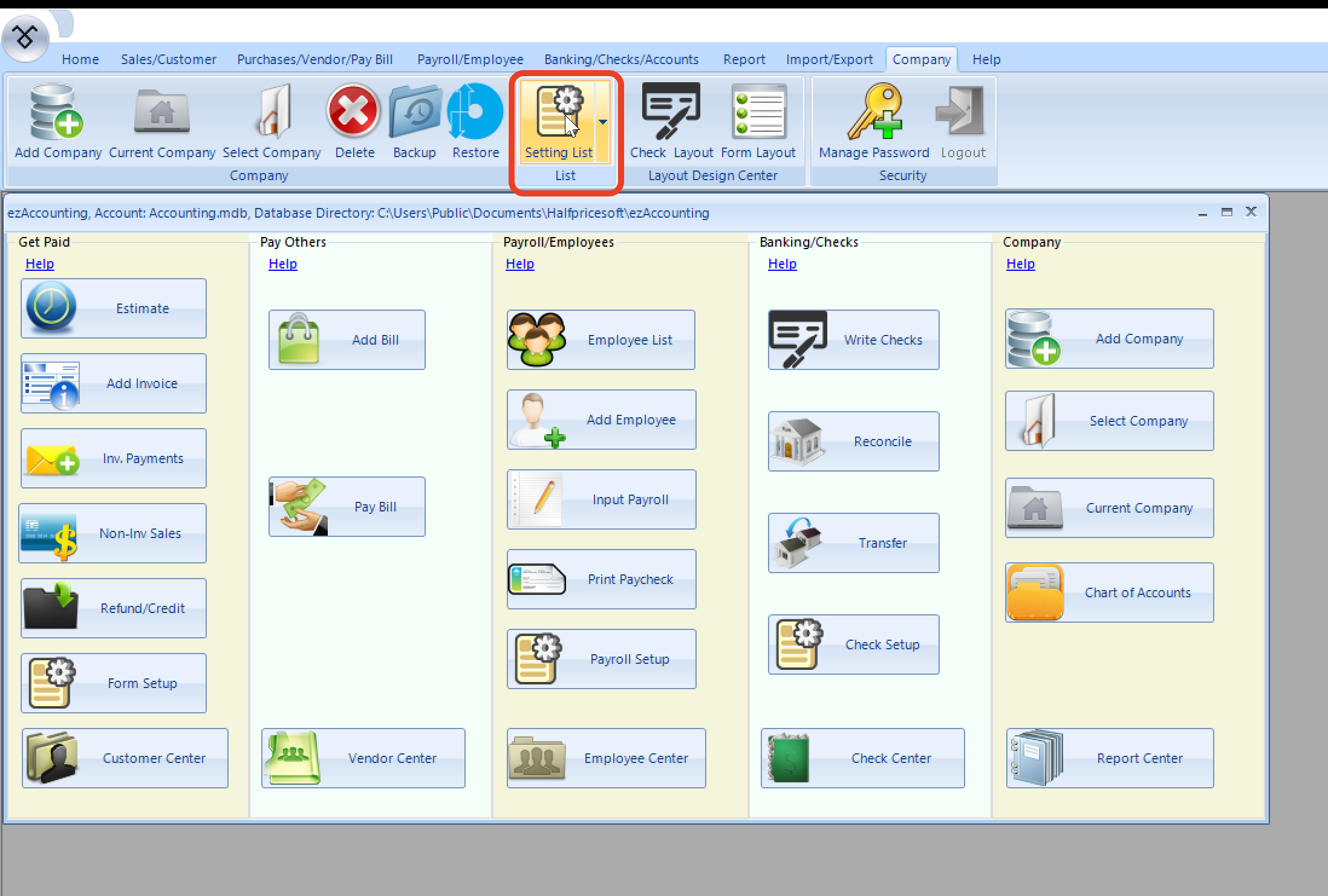 Image of how to update preparer information for ezAccounting in the company bost