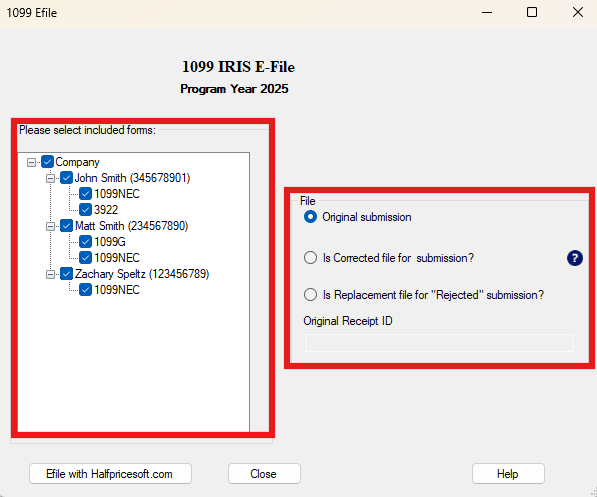 Selecting forms and files