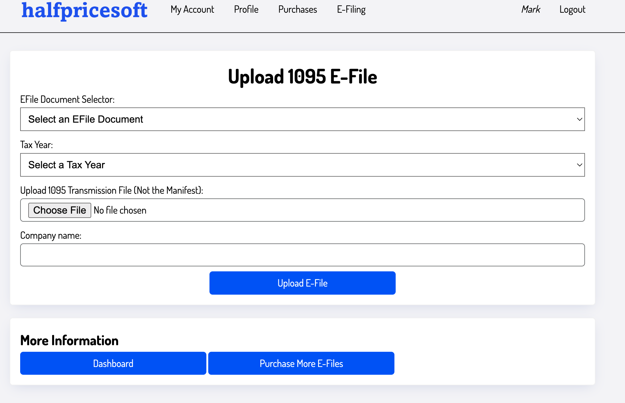 Upload point for 1095 e-files