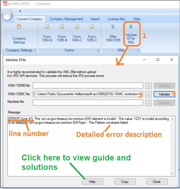 Validate an e-file 1095 before uploading