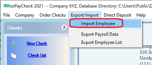 how do i import from qbo file into ezpaycheck