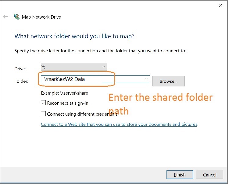 how to write network path to a folder windows 7