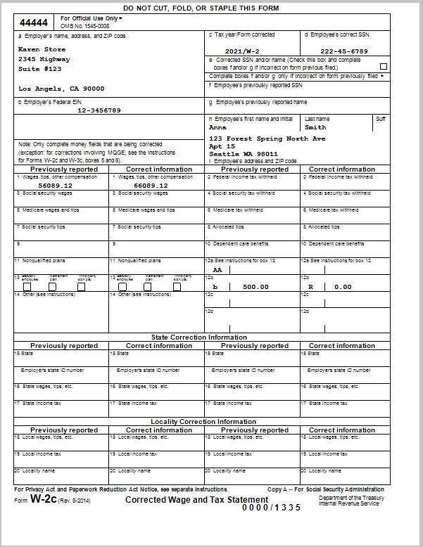 How to Fill Out and File IRS W2C Form